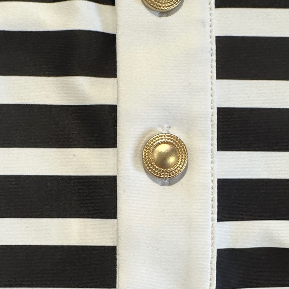 Stylish Black and White Striped Athletic Polo - Picture 4 of 5